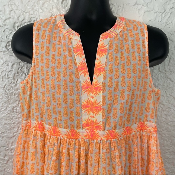 Vineyard Vines Pineapple Print Tiered Dress Medium - Picture 3 of 7